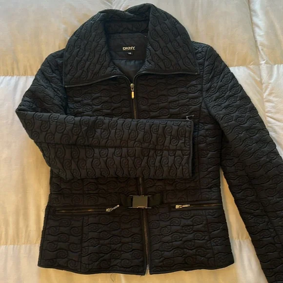 DKNY black quilted jacket/lightweight coat sz XS - Picture 2 of 10